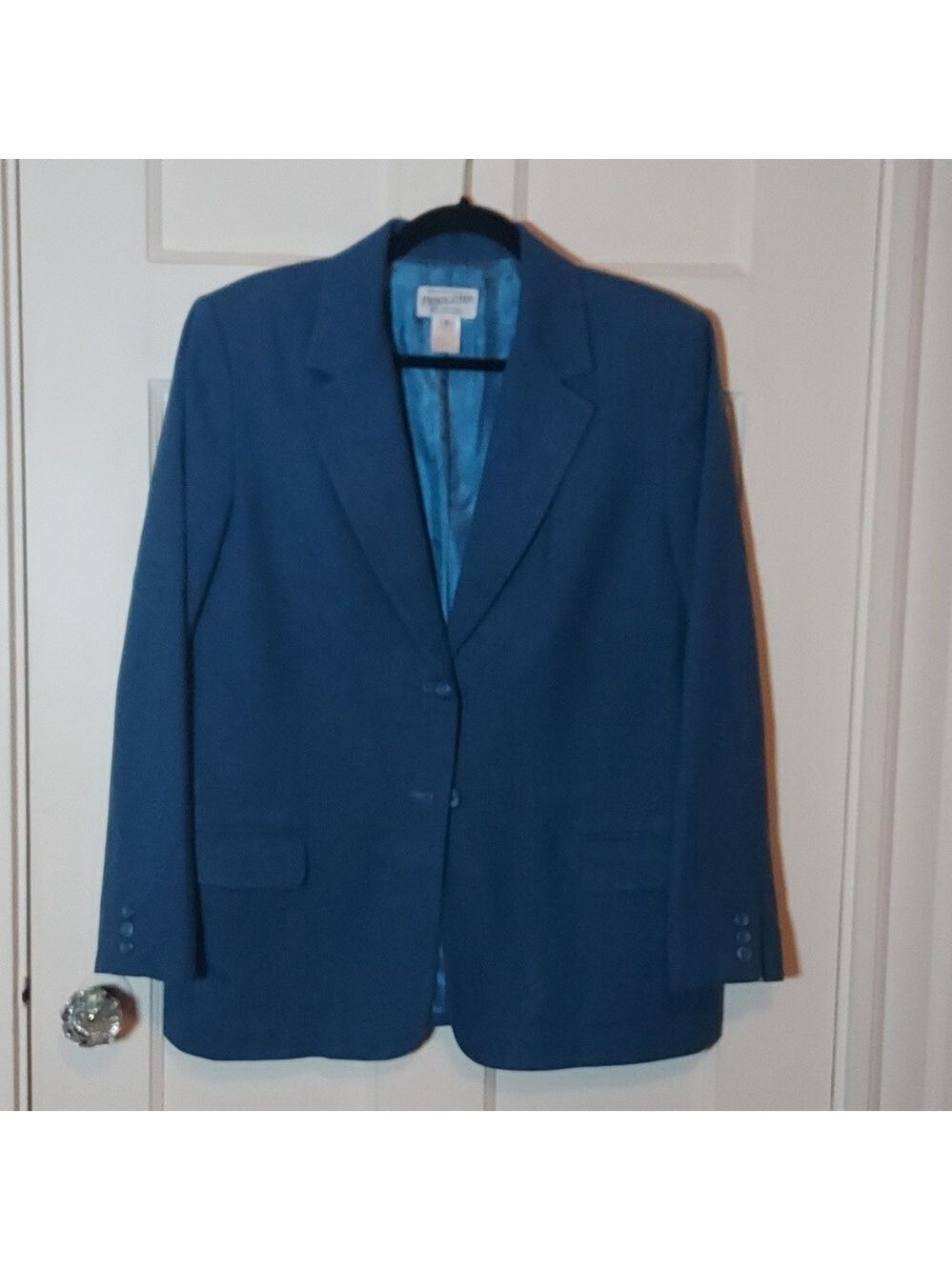 Vintage Pendleton Women's 100% Virgin Wool Two Button Blazer In Blue Size 12